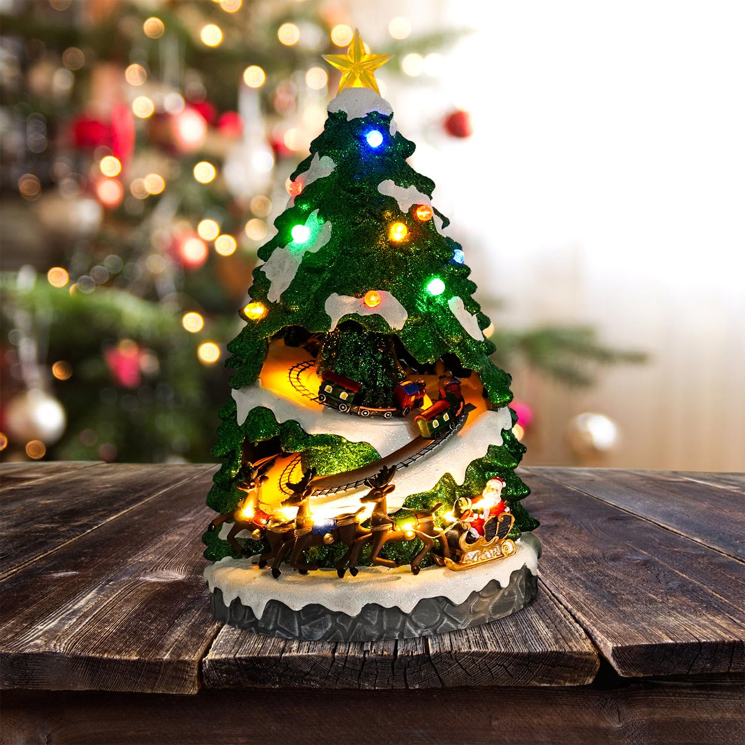 Amazon.co.jp: YQQY クリスマスビレッジハウス クリスマスツリーの形